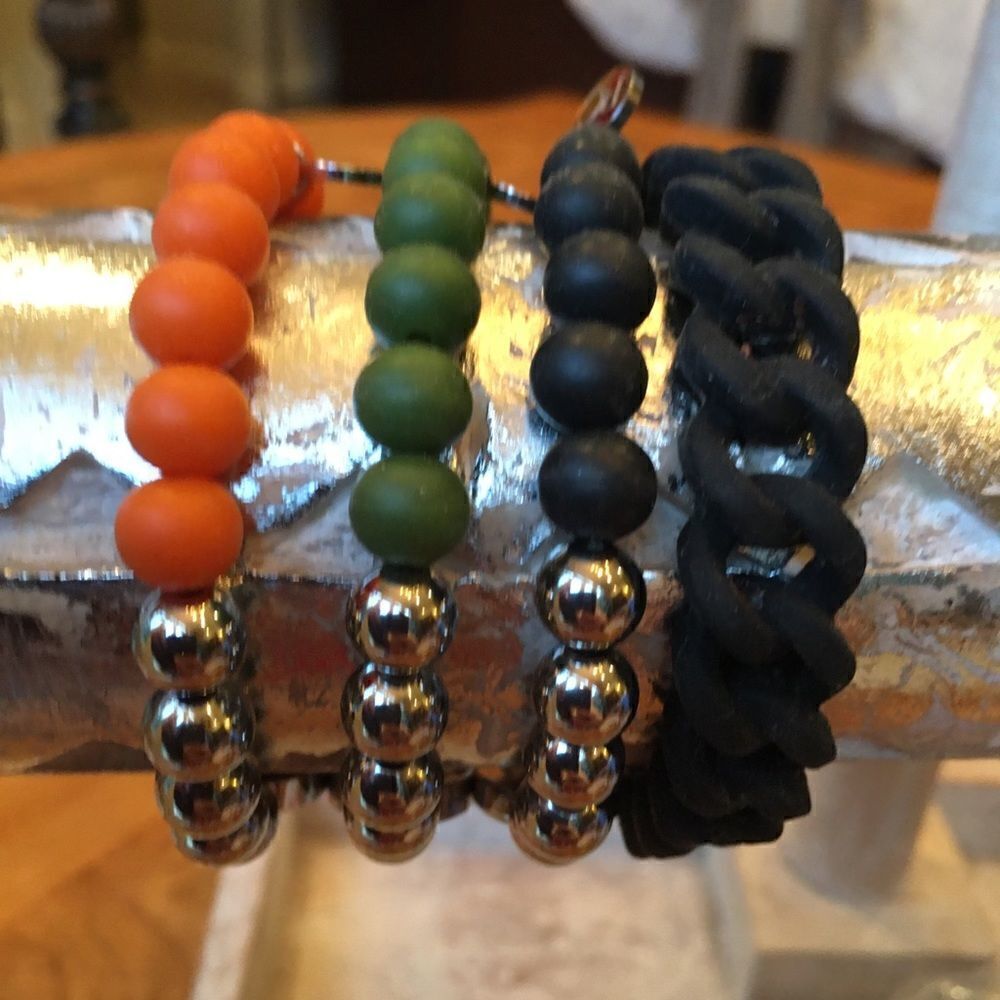 SILVER & Rubber Rustic Cuff Set! - Picture 3 of 8